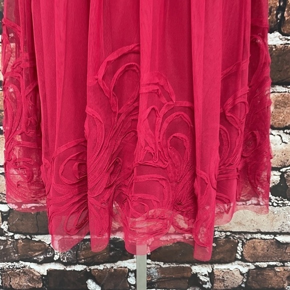 DB Studio Dress Red Christmas Holiday Floral Ribbon Tulle XS - Picture 5 of 14